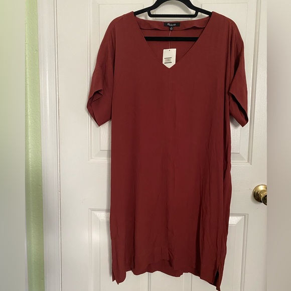 New Madewell Rust Novel Shift Rusted Burgundy Dress Medium - Picture 4 of 9